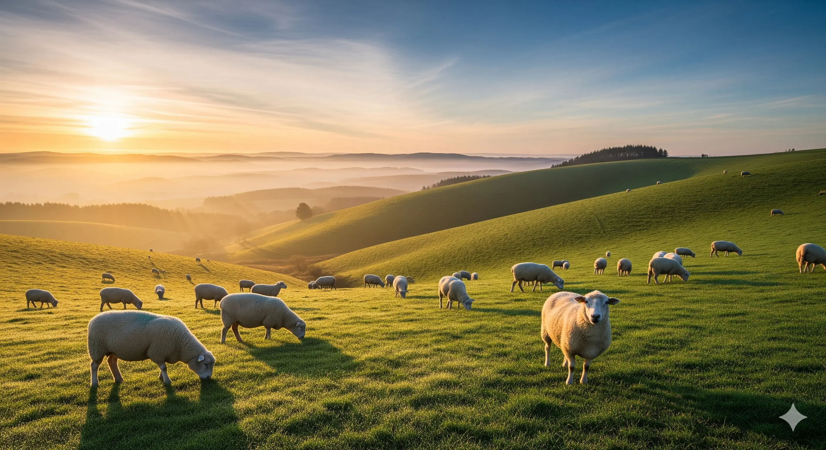 A flock of sheep on a hill